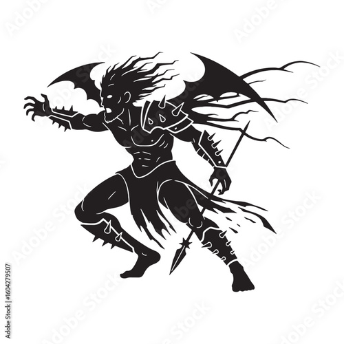 Anxiety-provoking Phobos digital black image, an elegant graphic for your creative projects – Phobos silhouette – Phobos Vector – Silhouette of Phobos – Greek god silhouette


