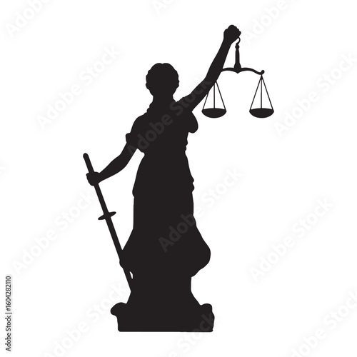Ancient Themis digital black visual, accurately portraying this revered deity – Themis silhouette – Themis Vector – Silhouette of Themis – Greek goddess vector

