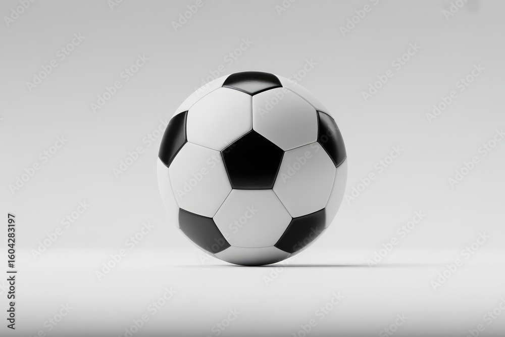 Fototapeta premium Black and white soccer ball on white background football