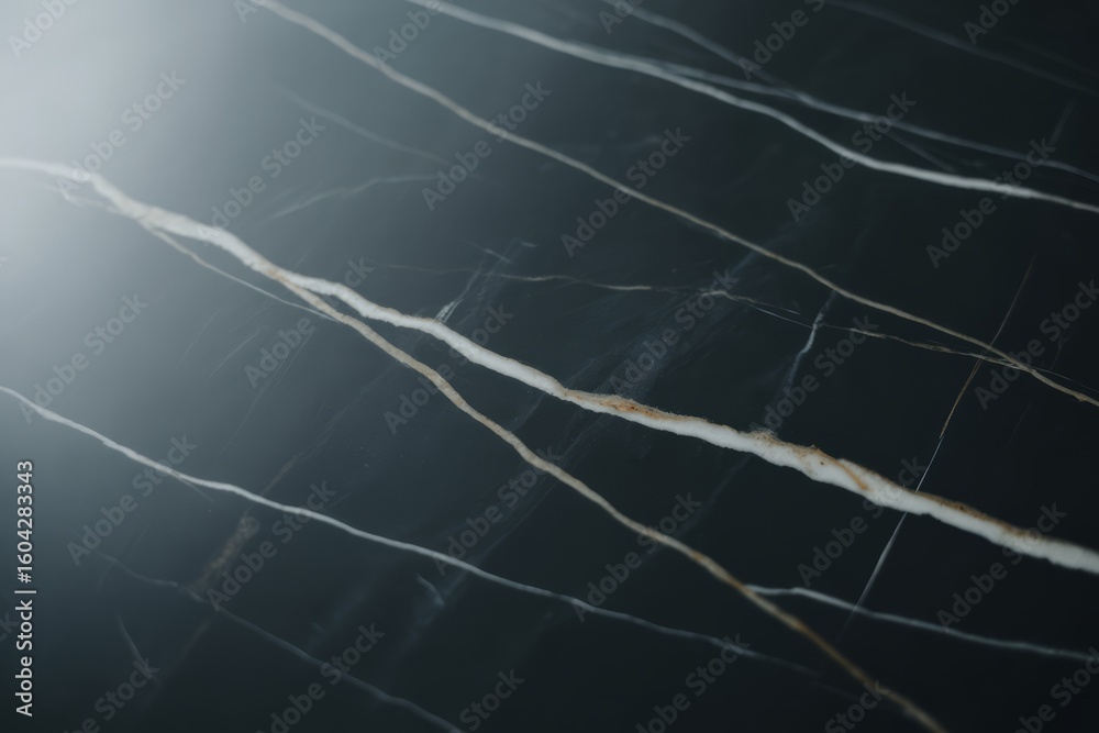 Fototapeta premium Black marble with white and gold veins image