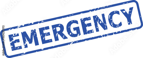 Blue emergency rubber stamp with grunge effect vector illustration
