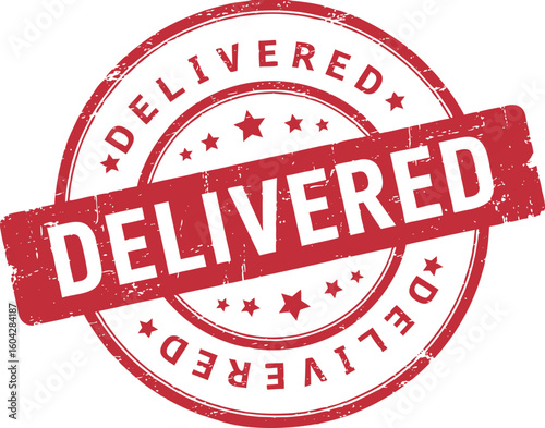 Delivered rubber stamp with grunge effect vector illustration