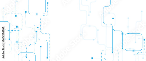 Abstract digital technology futuristic internet network speed connection white and blue background. Technology background with crossed lines and dots.