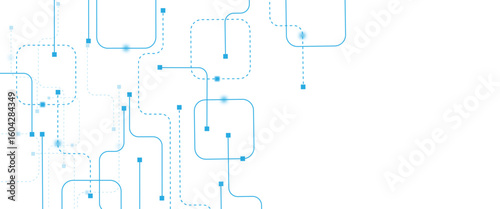 Abstract digital technology futuristic internet network speed connection white and blue background. Technology background with crossed lines and dots.