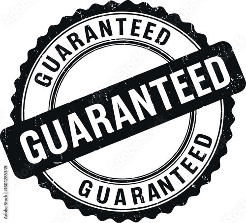 Guaranteed black rubber stamp with grunge texture effect vector illustration