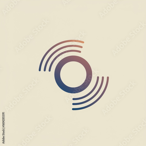 Minimalist circular icon with radiating sound waves
