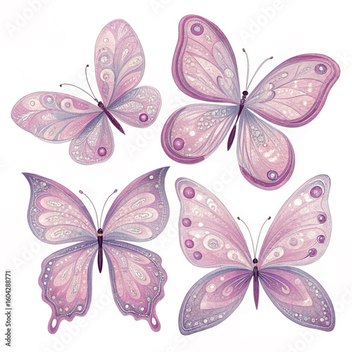 set of 4 vector butterflies