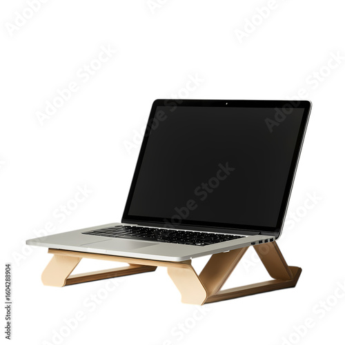 Stylish laptop stand asset for home office furniture isolated on transparent background