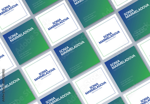 Square Business Card Mockup with Gradient Design