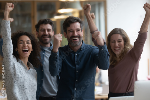 Startup team celebrating small success