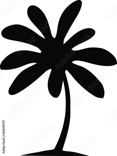 Stylized palm tree silhouette with broad fronds