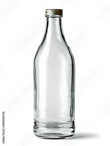 Wallpaper Mural Empty clear glass bottle with a silver cap on a white background Torontodigital.ca