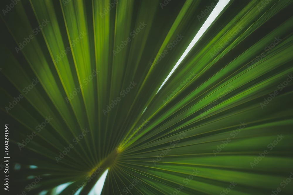 Obraz premium Green palm leaf veins nature tropical