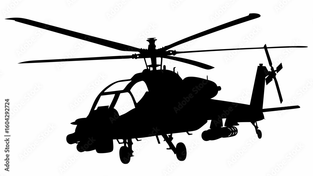 Fototapeta premium Apache Helicopter Silhouette Military