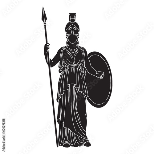Abstract Athena digital black silhouette, rendered perfectly for clarity and appeal – Athena silhouette – Athena Vector – Silhouette of Athena – Greek goddess silhouette

