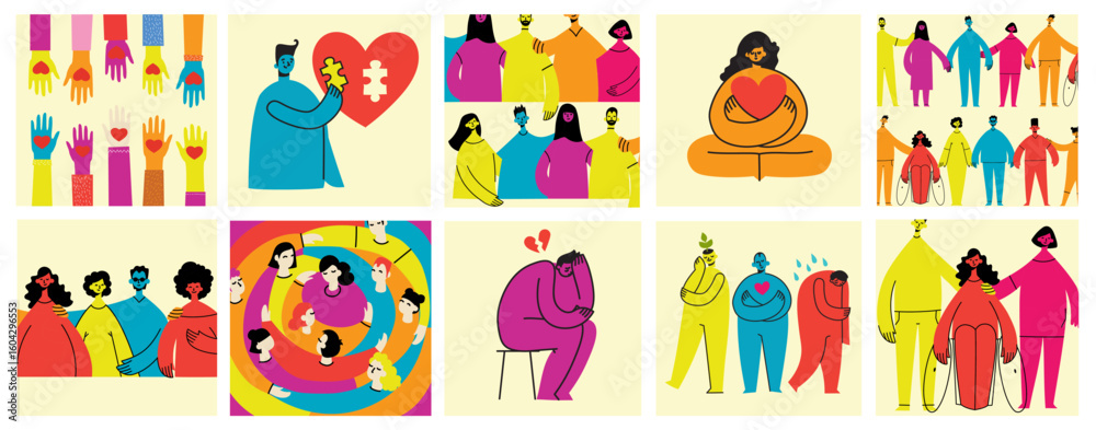 Fototapeta premium Take care of your body, take care of your health and mind. Increase awareness of mental health. Mental Health Awareness Month. Control, Prevention campaign and protection.