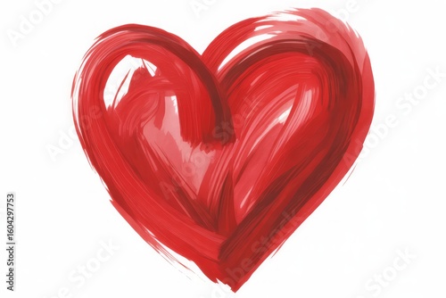 Red heart brush strokes paint abstract