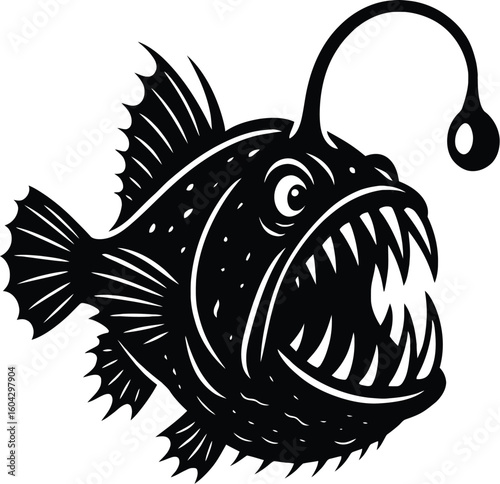 Spooky Deep Sea Angler Fish Icon - Vector for Marine and Halloween Designs