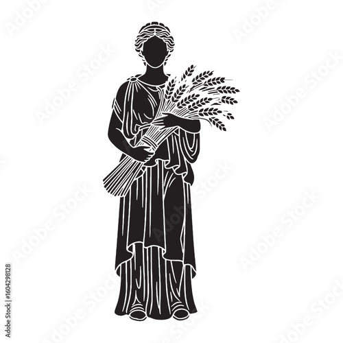 Premium Demeter digital black artwork, a valuable element for professional presentations – Demeter silhouette – Demeter Vector – Silhouette of Demeter – Greek goddess vector

