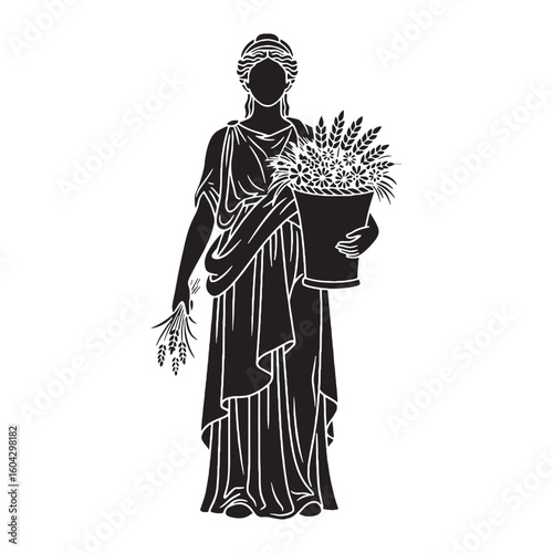 Simple Demeter digital black silhouette, designed for seamless integration into layouts – Demeter silhouette – Demeter Vector – Silhouette of Demeter – Greek goddess silhouette

