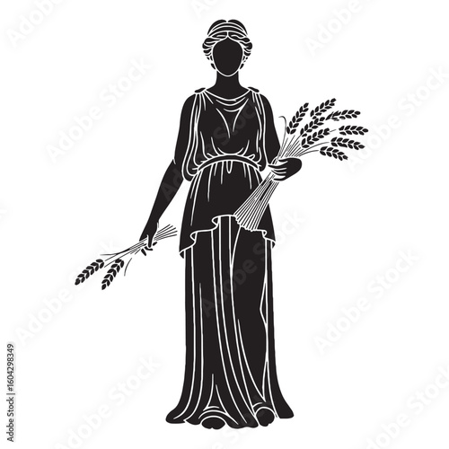 Unique Demeter digital black design, a fantastic choice for a distinctive Greek silhouette – Demeter silhouette – Demeter Vector – Silhouette of Demeter – Greek goddess silhouette

