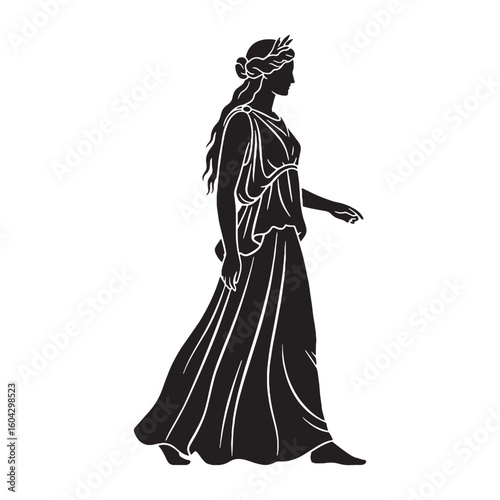 Iconic Demeter digital black representation, clearly identifying this cherished goddess – Demeter silhouette – Demeter Vector – Silhouette of Demeter – Greek goddess vector

