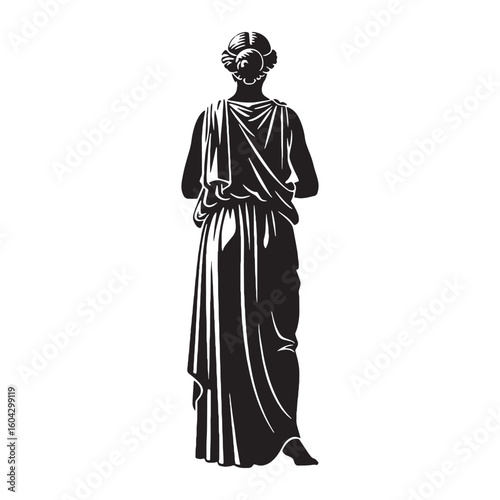 Agricultural Demeter digital black silhouette, embodying her unique and essential features – Demeter silhouette – Demeter Vector – Silhouette of Demeter – Greek goddess silhouette

