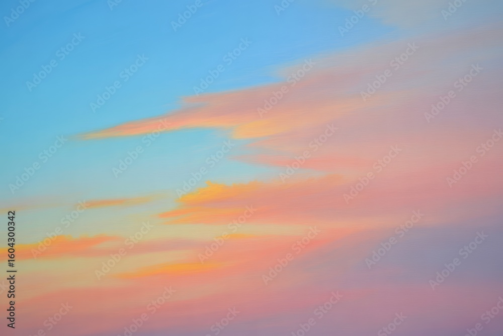 Fototapeta premium Sunset Sky With Wispy Clouds dawn dusk