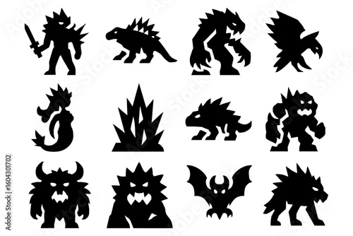 Silhouette fantasy creatures collection: mythical beasts and monsters