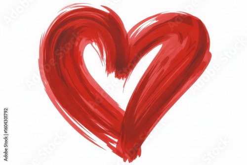 Vibrant red heart brush stroke paint artistic