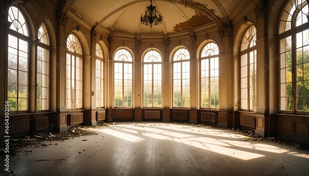 Obraz premium Sunlit abandoned hall