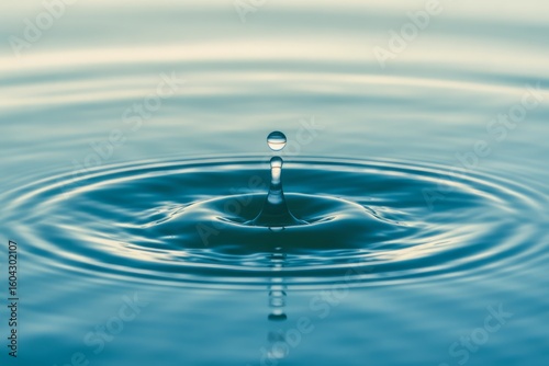 Water drop creating ripples splash liquid