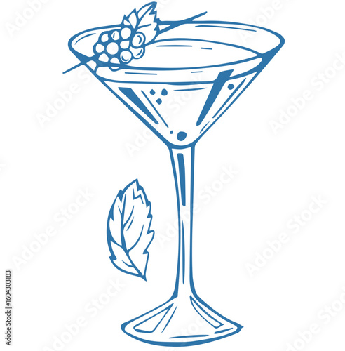 Collection of hand-drawn line sketches with different types of mocktails