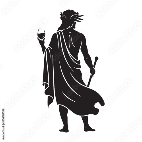 Mirthful Dionysus digital black vector, a classic and easily adaptable option – Dionysus silhouette – Dionysus Vector – Silhouette of Dionysus – Greek god vector

