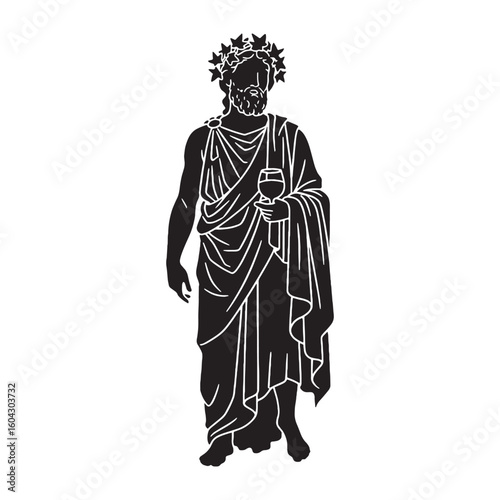 Intoxicating Dionysus digital black image, an elegant graphic for your creative projects – Dionysus silhouette – Dionysus Vector – Silhouette of Dionysus – Greek god silhouette

