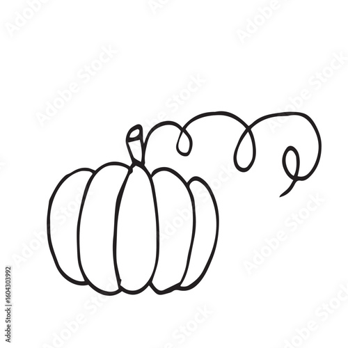 Minimalistic vector illustration of a pumpkin in versions contour for designing postcards, posters, prints, fall decor, packaging,seasonal projects.