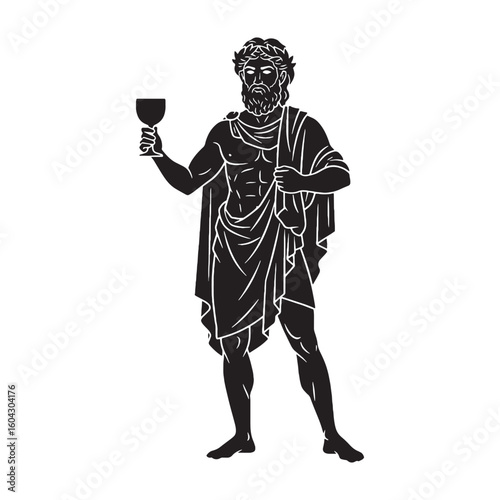 Liberating Dionysus digital black profile, presented with clean, sharp, professional edges – Dionysus silhouette – Dionysus Vector – Silhouette of Dionysus – Greek god vector


