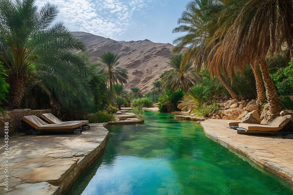 Obraz premium Vibrant oasis the heart of an endless desert no human no labelling no logo