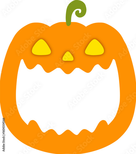 カボチャの顔フレーム　光る目のジャックオランタンのハロウィーンイラスト
