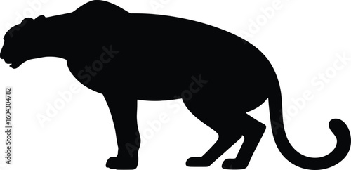 Prowling Panther Silhouette Isolated on Black Background Wildlife Illustration silhouette