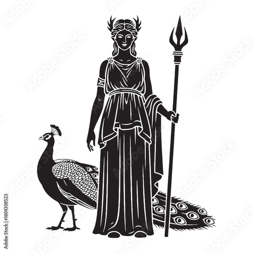 Artistic Hera digital black profile, featuring a minimalist yet striking aesthetic – Hera silhouette – Hera Vector – Silhouette of Hera – Greek goddess silhouette

