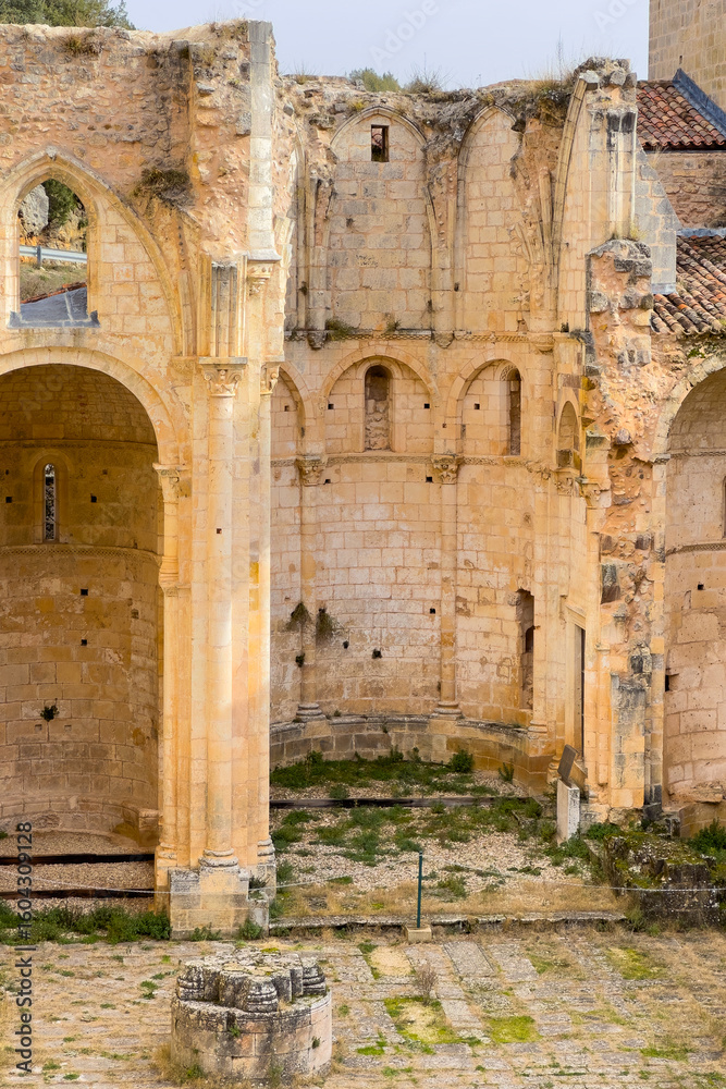 Fototapeta premium View of the ruins of Monastery of San Pedro de Arlanza in Burgos province, Spain. High quality photography