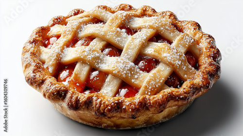 summer time cherry pie isolated on a white background