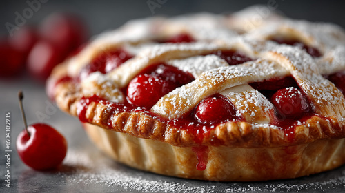 summer time cherry pie isolated on a white background