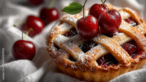 summer time cherry pie isolated on a white background