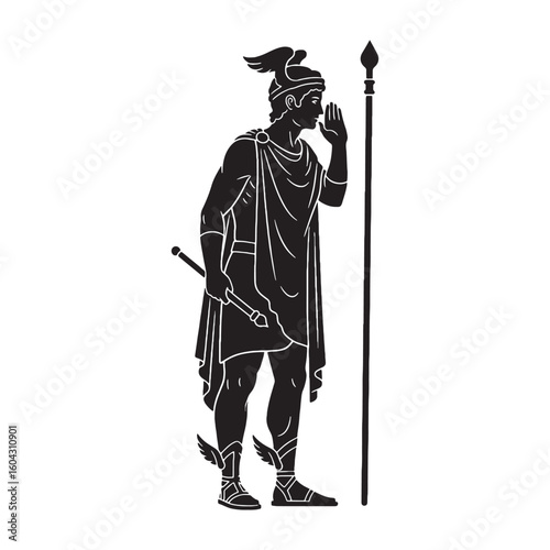 Versatile Hermes digital black vector, a classic and easily adaptable option – Hermes silhouette – Hermes Vector – Silhouette of Hermes – Greek god vector

