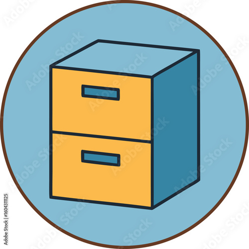 file cabinet clipart vector in a circle