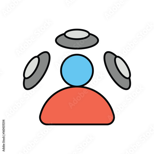 spatial audio color line icon with white background vector stock illustration