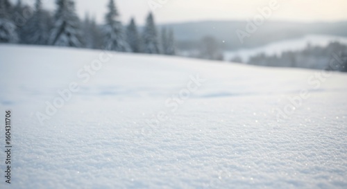 Sparkling Snowscape: A Winter Field with Distant Trees and Soft Light