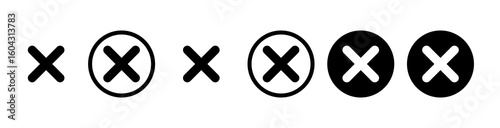 Photos A collection of black cross icons inside circles with a transparent background